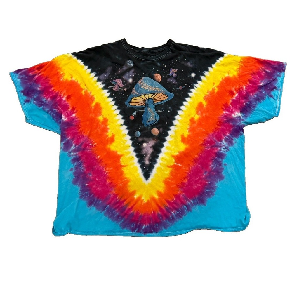 Liquid Blue 6XL Tie Dye Mushroom Space T Shirt Psychedelic Cosmic Hippie Tee